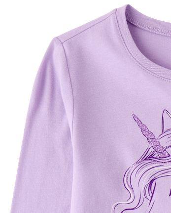 Girls Unicorn Graphic Tee - ORCHID BREEZE