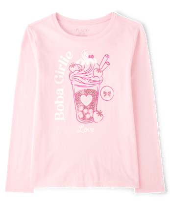Girls Boba Girlie Graphic Tee - ROSE MIST