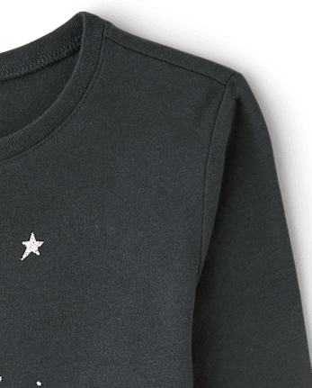 Girls Glitter Stars Graphic Tee - MOTOROIL