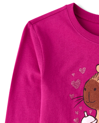 Girls Capybara Drink Graphic Tee - WINTRBERRY