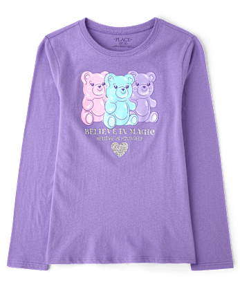 Girls Candy Bear Graphic Tee - PURPLEFLOWER CL