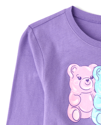 Girls Candy Bear Graphic Tee - PURPLEFLOWER CL