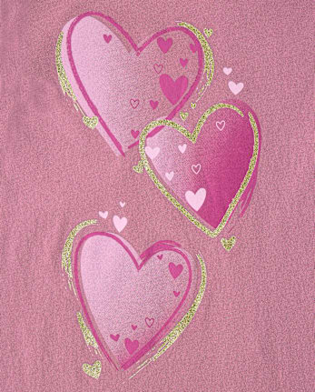 Girls Glitter Hearts Graphic Tee - PURPLE THISTLE