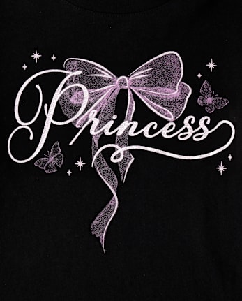 Girls Princess Graphic Tee - BLACK