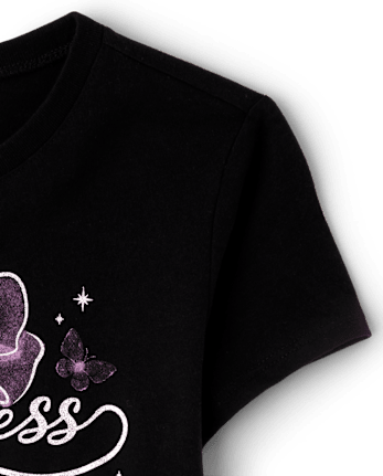 Girls Princess Graphic Tee - BLACK