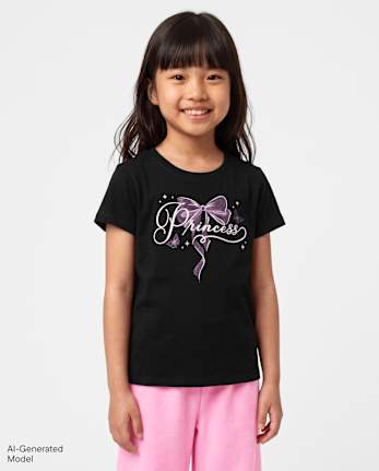 T-shirt graphique princesse pour filles - BLACK