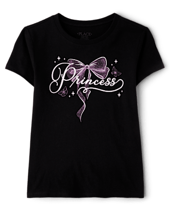 Girls Princess Graphic Tee - BLACK
