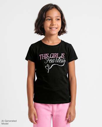 Girls Fearless Graphic Tee - BLACK