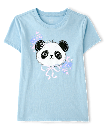 Girls Panda Graphic Tee - BLUE AIR