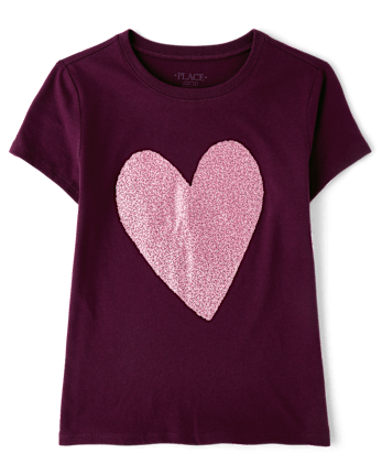 Girls Glitter Heart Graphic Tee - CRAISIN
