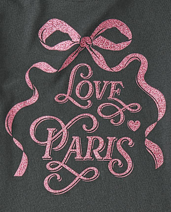 Girls Glitter Love Paris Graphic Tee - MOTOROIL