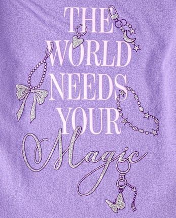 Girls Glitter Magic Graphic Tee - PURPLEFLOWER CL