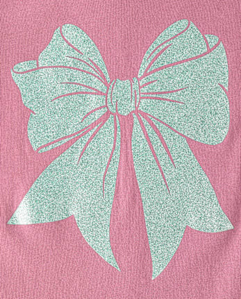 Girls Glitter Bow Graphic Tee - PURPLE THISTLE