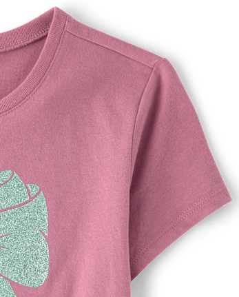 Girls Glitter Bow Graphic Tee - PURPLE THISTLE