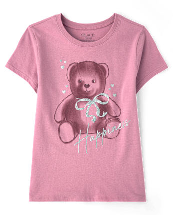 Girls Glitter Happiness Graphic Tee - PURPLE THISTLE