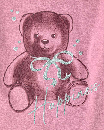 Girls Glitter Happiness Graphic Tee - PURPLE THISTLE