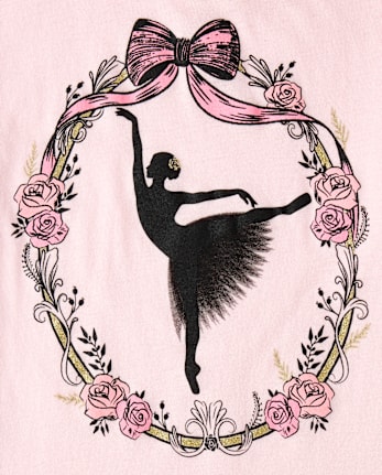Girls Ballerina Graphic Tee - ROSE MIST