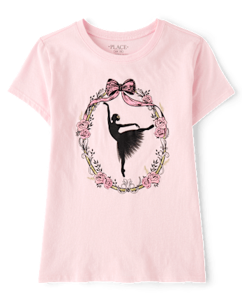 Girls Ballerina Graphic Tee - ROSE MIST