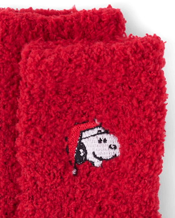Kids Snoopy™ Embroidered Cozy Socks - CLASSICRED