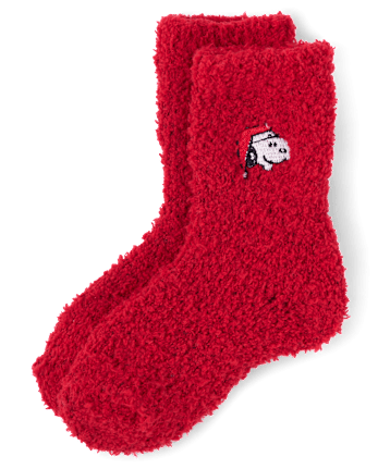 Kids Snoopy™ Embroidered Cozy Socks - CLASSICRED