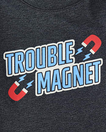 Toddler Boys Trouble Magnet Graphic Tee - S/D OBSIDIAN