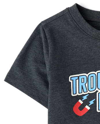 Toddler Boys Trouble Magnet Graphic Tee - S/D OBSIDIAN