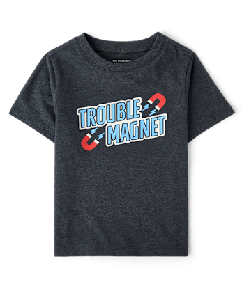 Toddler Boys Trouble Magnet Graphic Tee - S/D OBSIDIAN