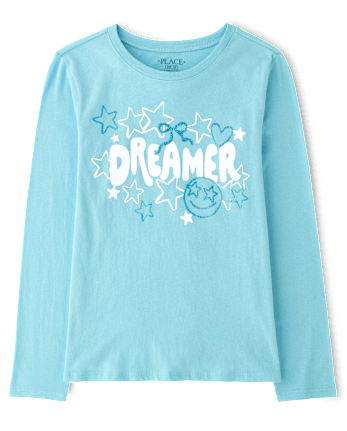 Girls Glitter Dreamer Graphic Tee - CALM WATERS