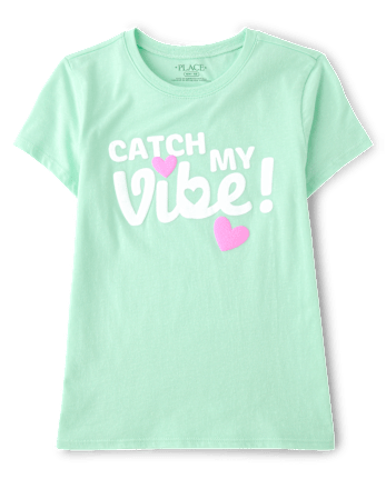 Girls Catch My Vibe Graphic Tee - ARCTIC ICE