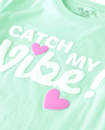 Girls Catch My Vibe Graphic Tee - ARCTIC ICE
