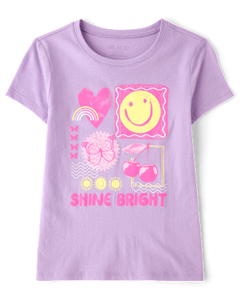 Girls Shine Bright Graphic Tee - ORCHID BREEZE