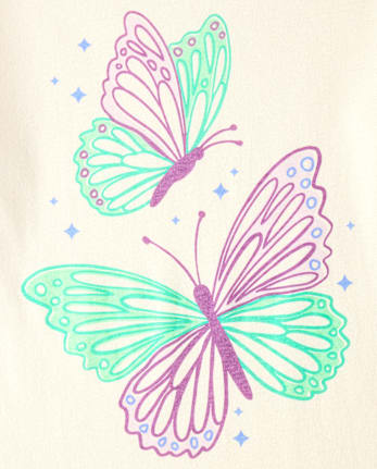 Girls Butterflies Graphic Tee - FAIR IVORY