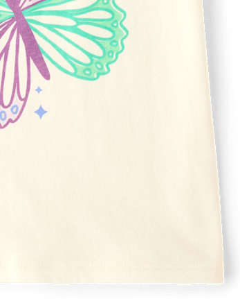 Girls Butterflies Graphic Tee - FAIR IVORY