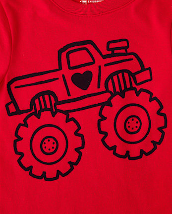 Toddler Boys Valentine's Day Monster Truck Graphic Tee - RUBY