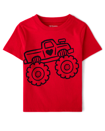 Toddler Boys Valentine's Day Monster Truck Graphic Tee - RUBY
