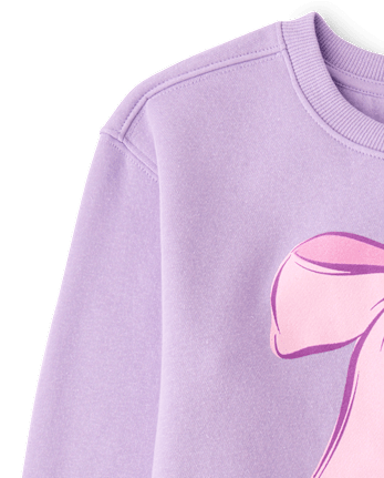 Girls Bow Premium Fleece Graphic Sweatshirt - ORCHID BREEZE