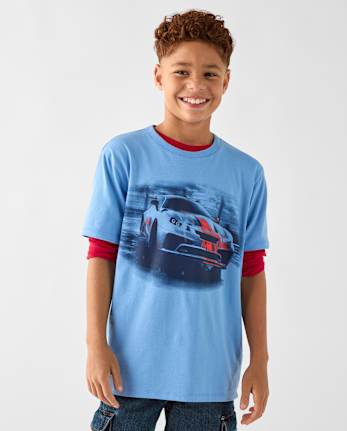 Boys Racecar Graphic Tee - GLOBE BLUE