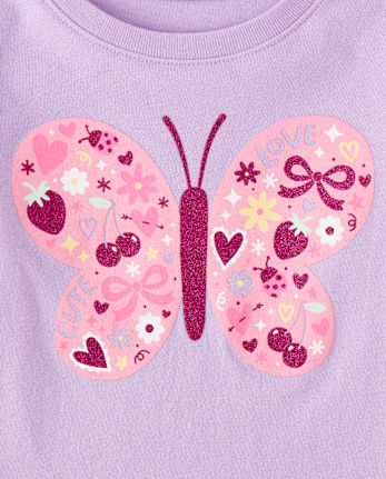Toddler Girls Glitter Butterfly Graphic Tee - ORCHID BREEZE