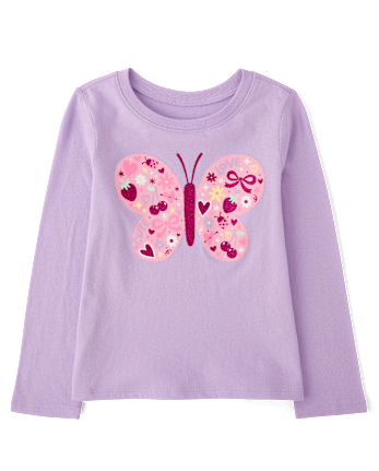 Toddler Girls Glitter Butterfly Graphic Tee - ORCHID BREEZE