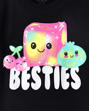 Girls Squishy Besties Graphic Tee - BLACK