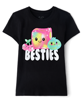 Girls Squishy Besties Graphic Tee - BLACK