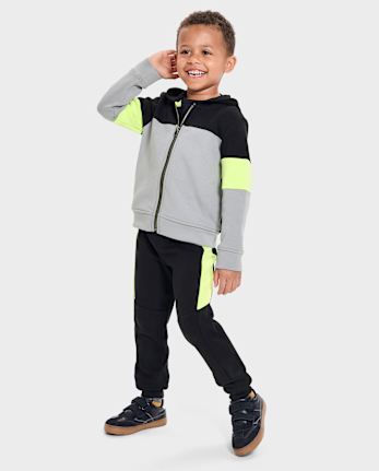 Boys Outfit Set - Black Colorblock