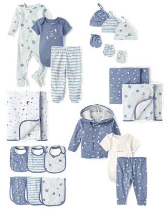 Set de regalo Baby Boys Essentials - Colección Luna y Estrellas