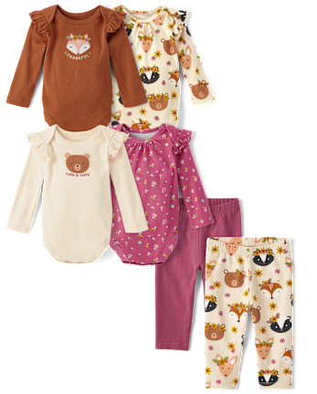 Baby Girls Outfit Set - Friendly Animals Collection