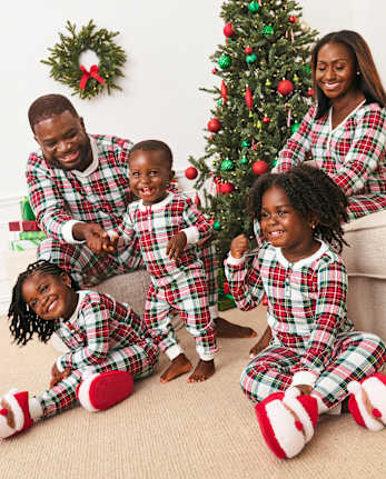 Plaid matching family pajamas hot sale