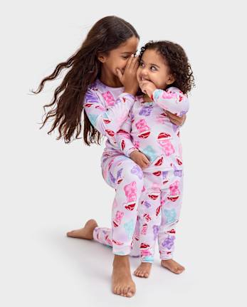 Matching Girls Pajamas - Santa Candy Bear Collection