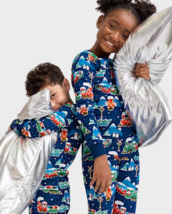 Matching Kids Pajamas - Glow Holiday Train Collection