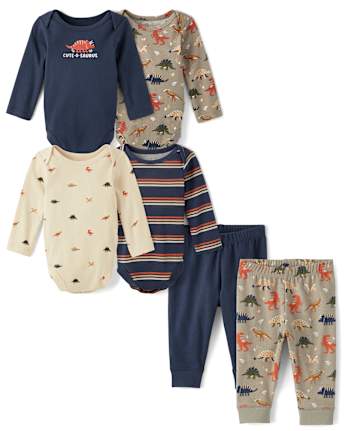 Baby Boys Outfit Set - Striped Dino Collection