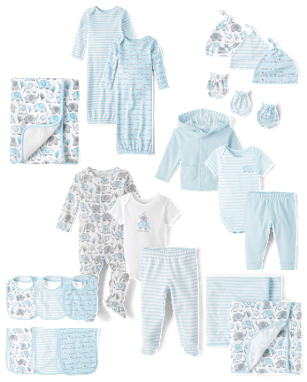 Baby Boys Essentials Gift Set - Striped Elephant Collection