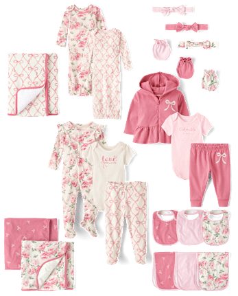 Baby Essentials Gift Set - Floral Bow Collection
